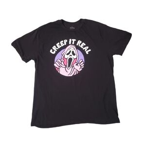 Ghostface Scream Adult Black Creep It Real Horror Slasher T-shirt Large